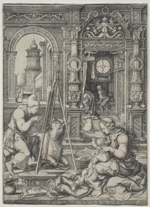 St. Lucas Schildert de Maagd door Dirk Vellert