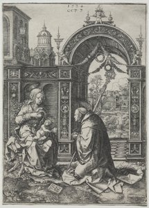 De visioen van St. Bernard, 1524 door Dirk Vellert