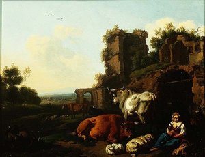 Landschap met Herderin, ca. 1670