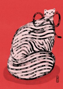 Grappige kat met rode strepen door Dirkie Nell