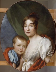 Portret van gravin Ekaterina Alexandrovna Shakhovskaya 1777-1846 met dochter, 1807