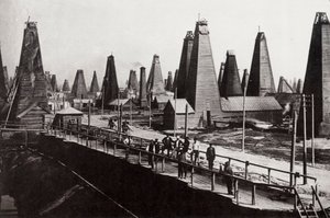 Oliebronnen bij Bakoe aan de Kaspische Zee, Rusland, ca. 1890 door Dmitri Ivanovich Yermakov