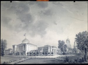 Uitzicht op het Ostankino-paleis door Dmitri Nikiforovich Martynov