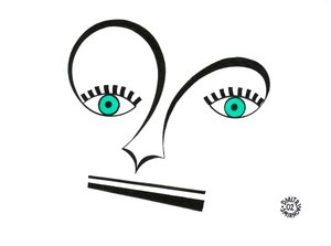 Alto clef face - een gezicht getekend met behulp van de clef en andere muzieknotatie