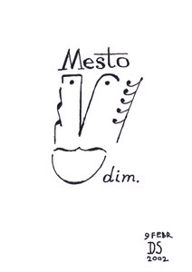 Mesto - een karikatuur van een gezicht getekend met muzieknotatie door Dmitri Smirnov
