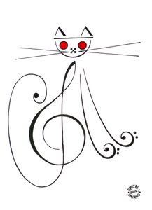Muzikale kat - een kat getekend met muzieknotatie door Dmitri Smirnov