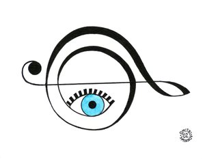 Treble clef - het muzieksymbool getekend als een oog