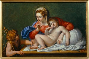 De Maagd en Kind Jezus met Johannes de Doper, ook bekend als De Stilte - Maagd Maria met kind en Johannes de Doper ...