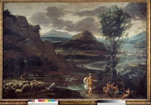 Herminie onder de herders door Domenichino