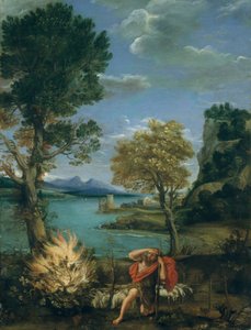 Landschap met Mozes en de Brandende Braamstruik door Domenichino