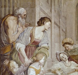 Verhaal van St. Cecilia: Dood van St. Cecilia, detail (Fresco) door Domenichino