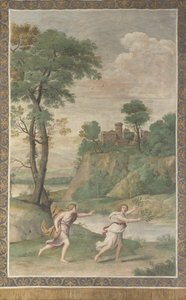 Apollo achtervolgt Daphne Fresco uit Villa Aldobrandini, 1617-1618 door Domenichino