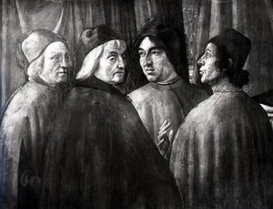 Zacharias in de tempel, detail van mannengroep
