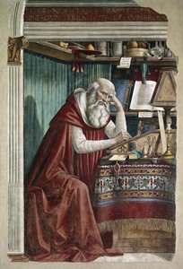 Sint Hiëronymus in zijn studeerkamer (San Gerolamo nello studio). door Domenico Ghirlandaio