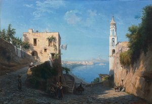 Uitzicht op Posillipo vanaf de kerk van Sint Anna door Domenico Ammirato