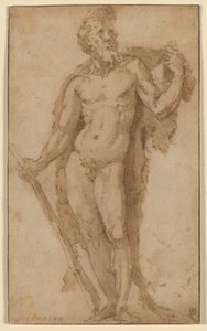 Hercules, staand met een knots door Domenico Beccafumi