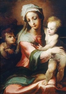 Madonna en kind met de jonge Johannes de Doper, 1542 door Domenico di Pace Beccafumi  