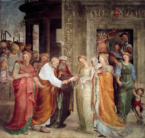 De bruiloft van Onze Lieve Vrouw door Domenico Beccafumi