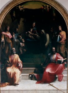De mystieke bruiloft van St. Catherine van Siena en heiligen door Domenico Beccafumi