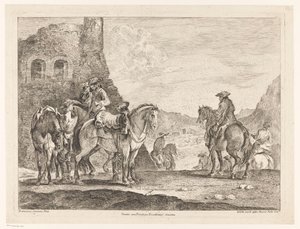 Ruiters bij een ruïne door Domenico Bernardo Zilotti