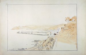 Porto Maurizio gezien vanaf Oneglia, ca 1859, door Pasquale Domenico Cambiaso door Domenico Cambiaso