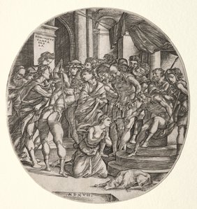 Onthoofding van Sint Catharina door Domenico Campagnola