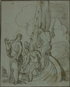 Christus loopt op het water, Petrus volgt
