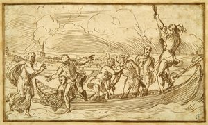 Christus en St. Peter lopend op het water