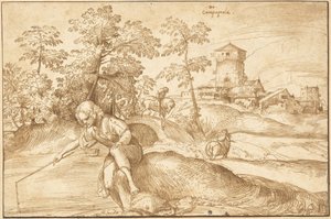 Landschap met een Jongen die Vist