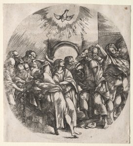 De nederdaling van de Heilige Geest door Domenico Campagnola
