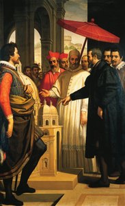 Michelangelo presenteert het model voor de voltooiing van de Sint-Pieter aan paus Pius IV