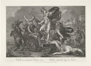 Achilles sleept het lijk van Hector achter zijn wagen