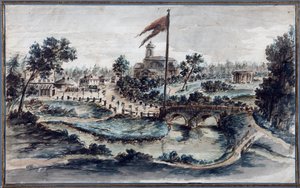Uitzicht op het Pavlovsk Park met het ziekenhuis van St. Maria Magdalena door Domenico Felice Lamoni