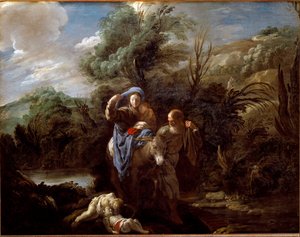 Vlucht naar Egypte (Schilderij) door Domenico Fetti or Feti