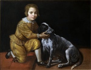 Portret van een jongen met een hond