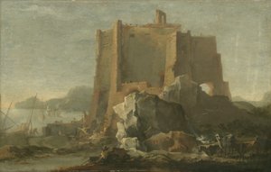 Landschap met rots en fort, c.1640-50