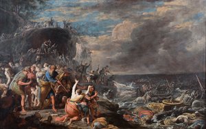 De Israëlieten steken de Rode Zee over, midden 17e eeuw door Domenico Gargiulo