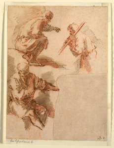Drie mannen door Domenico Gargiulo, called Micco Spadaro