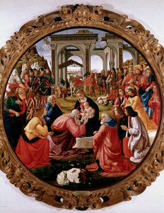 Aanbidding der Wijzen. Schilderij door Domenico Ghirlandaio (1449-1494) 1487. Florence, Galleria degli Uffizi door Domenico Ghirlandaio