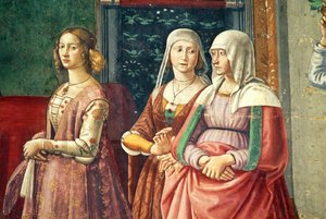 Florentijnse dames, uit de geboorte van Johannes de Doper door Domenico Ghirlandaio
