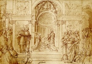 De engel verschijnt Zacharias in de tempel door Domenico Ghirlandaio