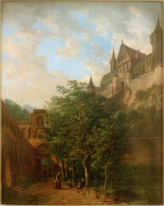 Kasteel Trausnitz bij Landshut door Domenico II Quaglio