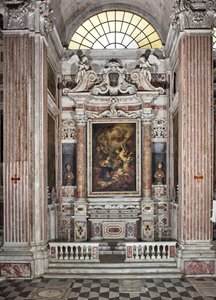 Annunciatie, altaar, zesde kapel, c.1679 door Domenico I Piola