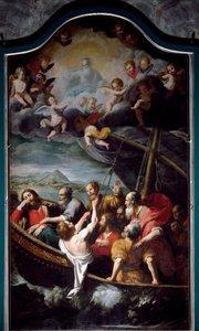Sint Nicolaas kalmeert de storm door Domenico Il Sarzana Fiasella