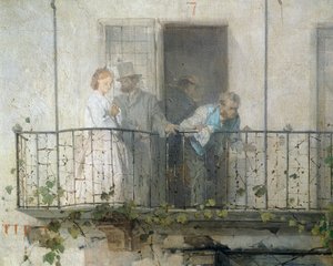 Nieuws van de Vrede van Villafranca (detail) door Domenico Induno