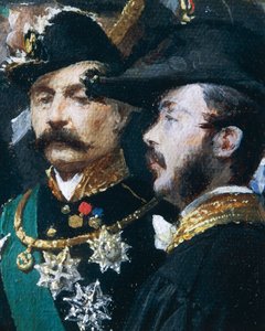 Het leggen van de eerste steen van de Galleria Vittorio Emanuele in Milaan (detail) door Domenico Induno
