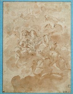 Jupiter vertrouwt Bacchus toe aan Mercurius door Domenico Maria Canuti