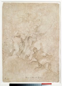 Jupiter vertrouwt Bacchus toe aan Mercurius door Domenico Maria Canuti