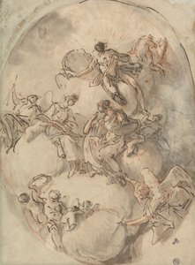 Studie voor Plafond: Apollo en andere Figuren door Domenico Mondo