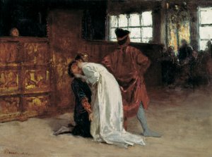 De kus - Schilderij van Domenico Morelli (1826-1901) 1868 Napels, nationaal museum van Capodimonte